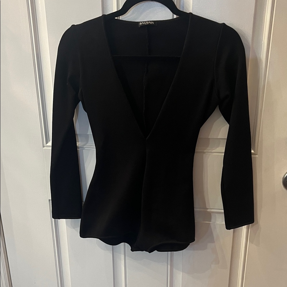 Balmain Black V-Neck Bodysuit